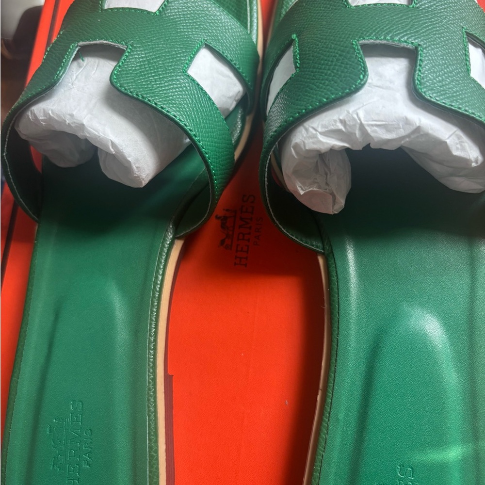 Hermes Green Sandals